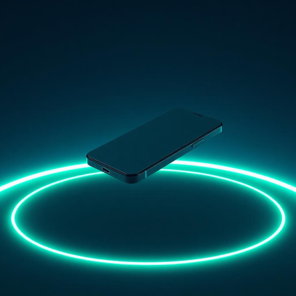 Flagship smartphone with neon mint lighting